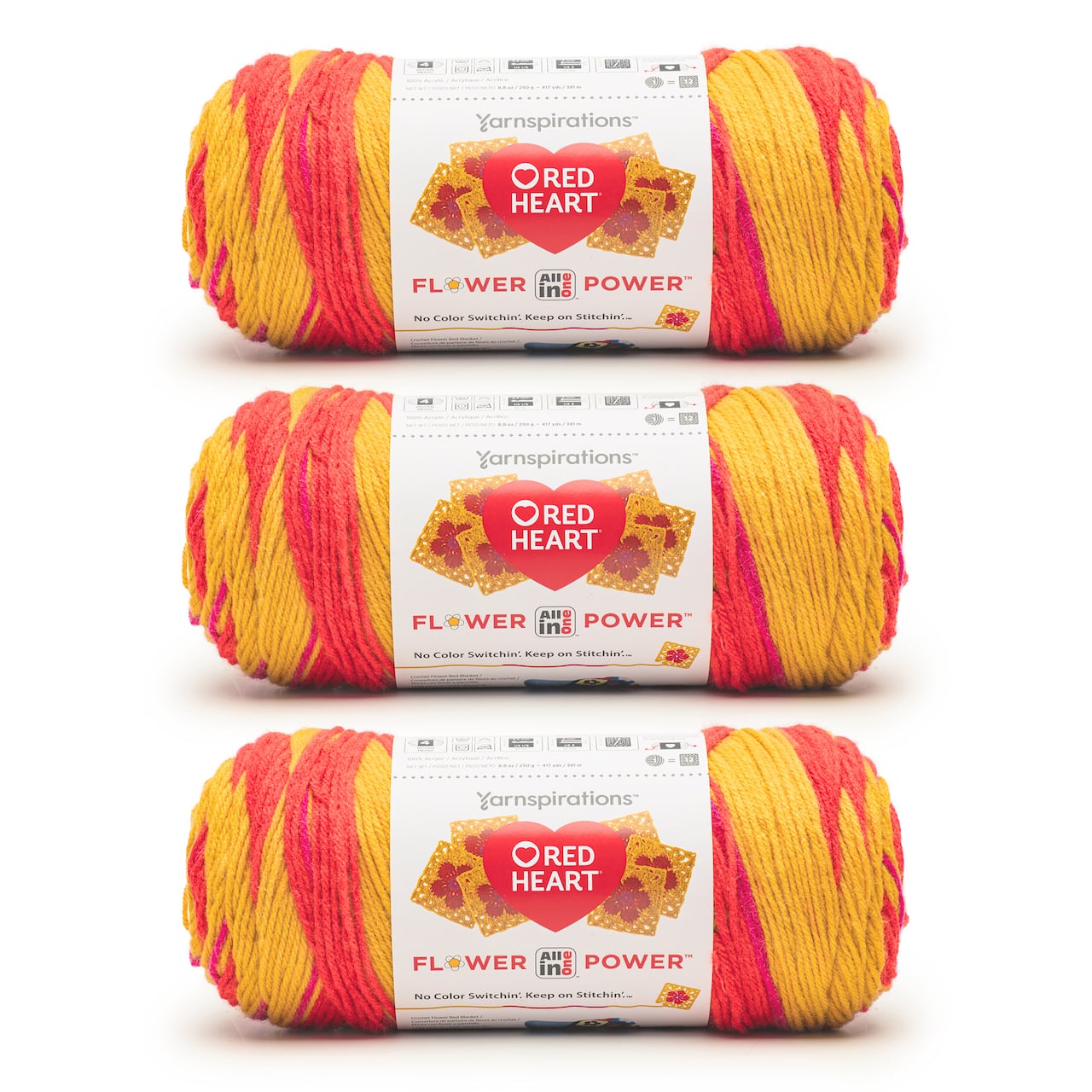 3 Pack Red Heart® All In One Flower Power™ Yarn